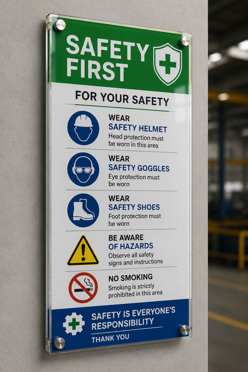 UV Printed Safety Sign Board